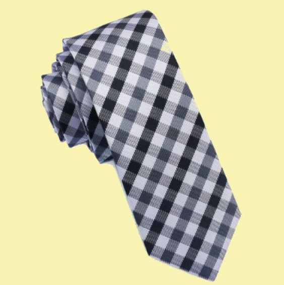 Image 0 of Black Grey White Check Groomsmen Groom Wedding Slim Skinny Mens Neck Tie 