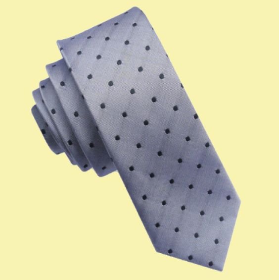 Image 0 of Silver Grey Polka Dot Groomsmen Groom Wedding Slim Skinny Mens Neck Tie 