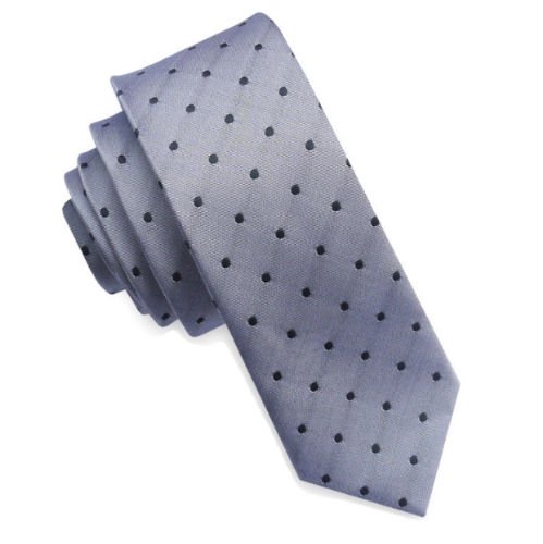 Image 1 of Silver Grey Polka Dot Groomsmen Groom Wedding Slim Skinny Mens Neck Tie 