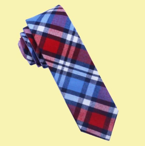 Image 0 of Blue Red Black Tartan Groomsmen Groom Wedding Slim Skinny Mens Neck Tie 