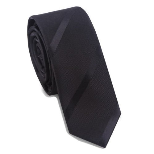 Image 1 of Black Stripes Groomsmen Groom Wedding Slim Skinny Mens Neck Tie 