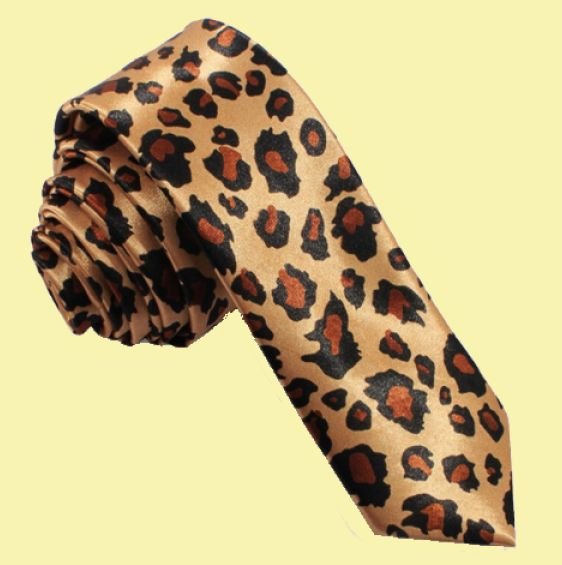 Image 0 of Leopard Print Groomsmen Groom Wedding Slim Skinny Mens Neck Tie 