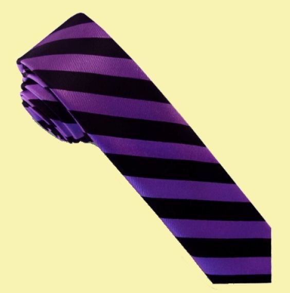 Image 0 of Purple Black Stripes Groomsmen Groom Wedding Slim Skinny Mens Neck Tie 
