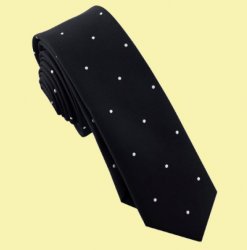 Black White Pin Dots Groomsmen Groom Wedding Slim Skinny Mens Neck Tie 