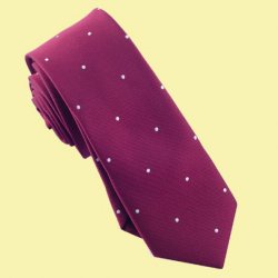 Burgundy White Pin Dots Groomsmen Groom Wedding Slim Skinny Mens Neck Tie 