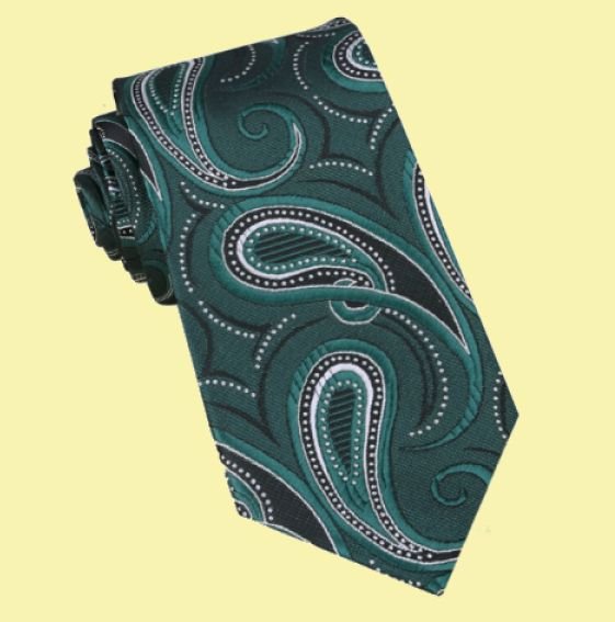 Image 0 of Green Black White Paisley Groomsmen Groom Wedding Narrow Mens Neck Tie 