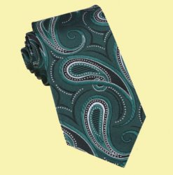 Green Black White Paisley Groomsmen Groom Wedding Narrow Mens Neck Tie 