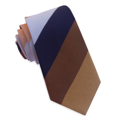 Image 1 of Blue Copper Bronze Stripes Groomsmen Groom Wedding Narrow Mens Neck Tie 