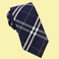 Navy Blue Black White Gold Tartan Groomsmen Groom Wedding Narrow Mens Neck Tie 