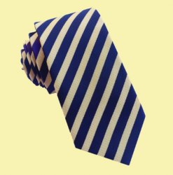 Midnight Blue Gold Stripes Groomsmen Groom Wedding Narrow Mens Neck Tie 