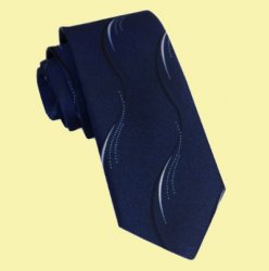 Black White Swirls Dark Blue Groomsmen Groom Wedding Narrow Mens Neck Tie 