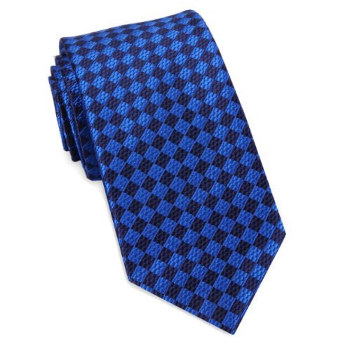 Image 1 of Cobalt Blue Textured Diamond Groomsmen Groom Wedding Narrow Mens Neck Tie 