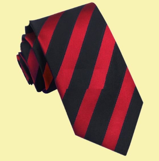 Image 0 of Black Scarlet Red Stripes Groomsmen Groom Wedding Narrow Mens Neck Tie 