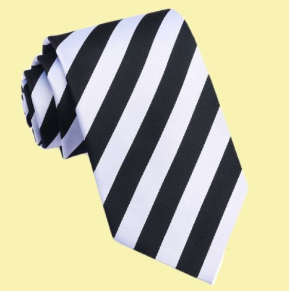 Image 0 of Black White Stripes Groomsmen Groom Wedding Narrow Mens Neck Tie 