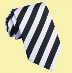 Black White Stripes Groomsmen Groom Wedding Narrow Mens Neck Tie 