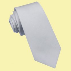 Light Silver Grey Ribbed Groomsmen Groom Wedding Narrow Mens Neck Tie 