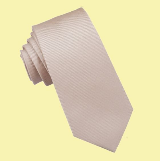 Image 0 of Beige Tan Ribbed Groomsmen Groom Wedding Narrow Mens Neck Tie 