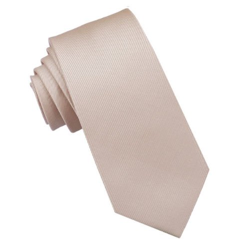 Image 1 of Beige Tan Ribbed Groomsmen Groom Wedding Narrow Mens Neck Tie 