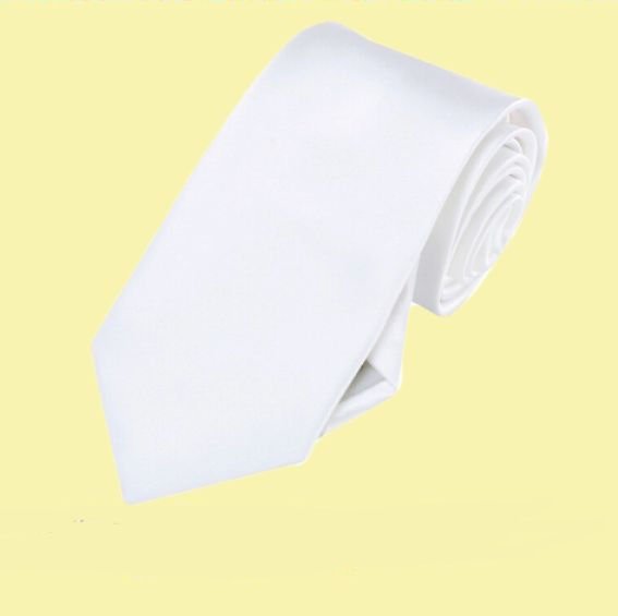 Image 0 of White Formal Groomsmen Groom Wedding Narrow Mens Neck Tie 