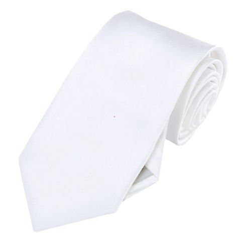 Image 1 of White Formal Groomsmen Groom Wedding Narrow Mens Neck Tie 