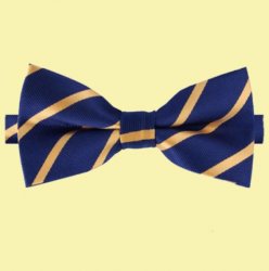 Dark Blue Gold Stripes Formal Groomsmen Groom Wedding Mens Neck Bow Tie 