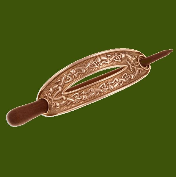 Image 0 of Staffordshire Hoard Elongated Oval Bronze Rosewood Pin Hair Slide