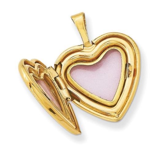 Image 3 of I Love You Enamel Flower Heart 14K Yellow Gold Filled Pendant Locket