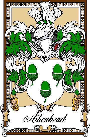 Image 0 of Aikenhead Bookplate Print Aikenhead Scottish Family Crest Print 