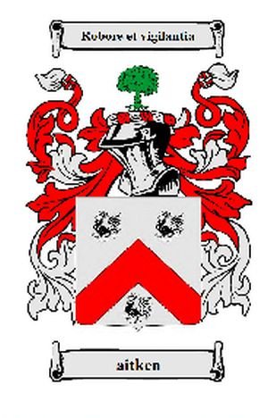 Image 0 of Aitken Coat of Arms Surname Print Aitken Family Crest Print