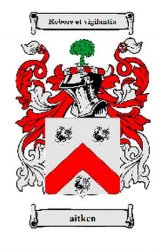 Aitken Coat of Arms Surname Print Aitken Family Crest Print