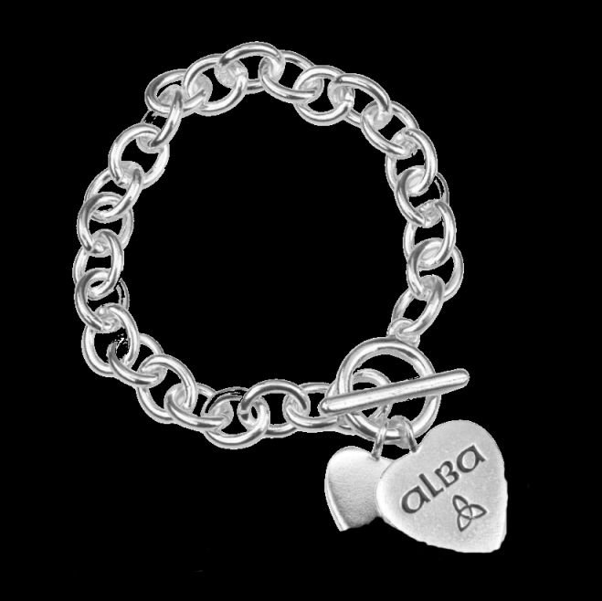 Image 0 of Alba Scotland Heart Charm Sterling Silver Plated Bracelet 