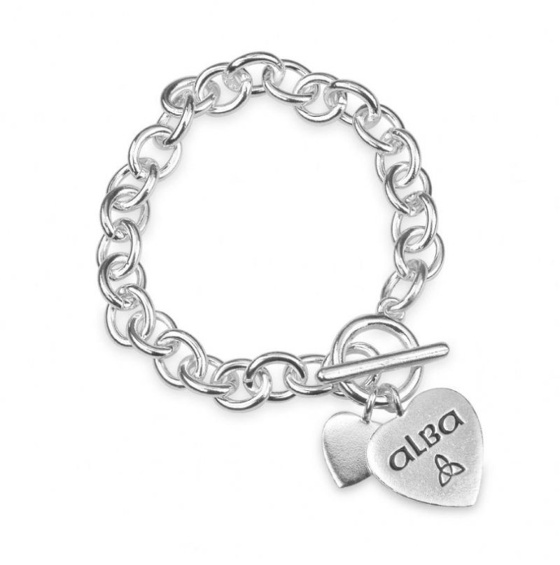 Image 1 of Alba Scotland Heart Charm Sterling Silver Plated Bracelet 