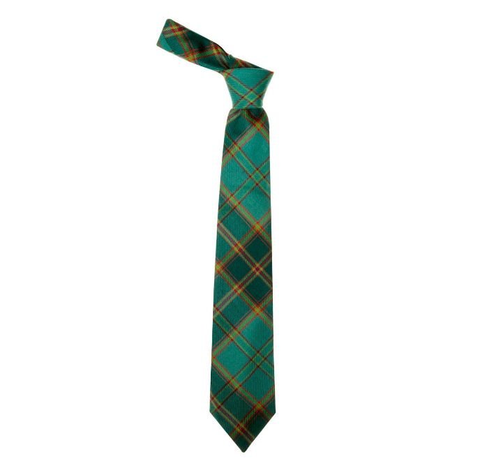 Image 1 of All Ireland Green Irish Tartan Lightweight Wool Straight Boys Neck Tie 