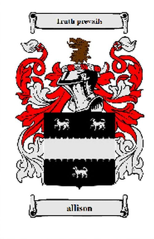 Image 0 of Allison Coat of Arms Surname Print Allison Family Crest Print