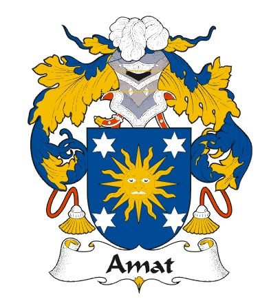 Image 0 of Amat Spanish Coat of Arms Large Print Amat Spanish Family Crest 