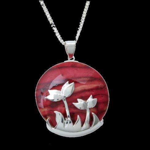 Image 0 of Primula Scotica Round Scotland Heather Sterling Silver Pendant 