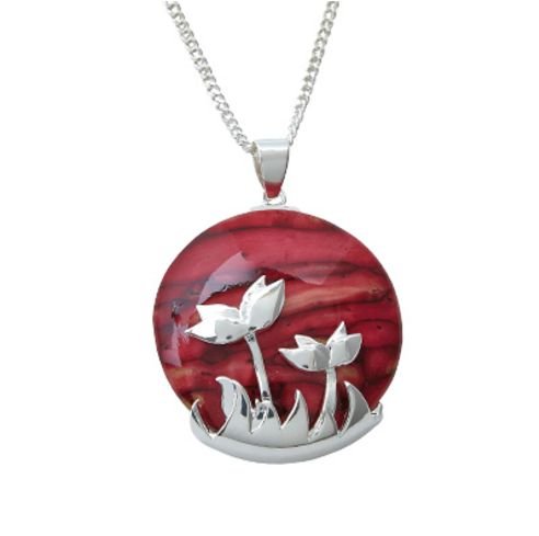 Image 1 of Primula Scotica Round Scotland Heather Sterling Silver Pendant 