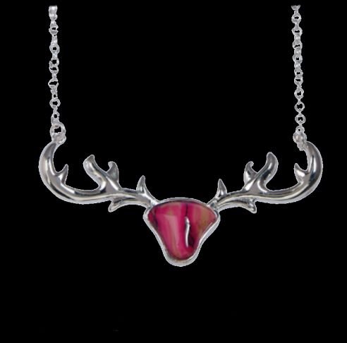 Image 0 of Antlers Proud Stag Scotland Heather Small Sterling Silver Pendant 