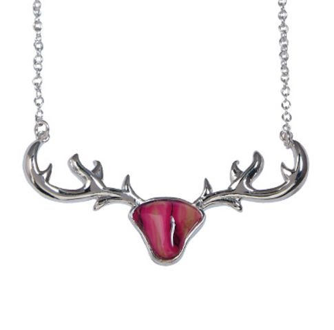 Image 1 of Antlers Proud Stag Scotland Heather Small Sterling Silver Pendant 