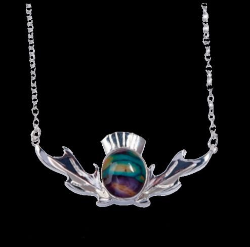 Image 0 of Thistle Scotland Heather Small Sterling Silver Necklace