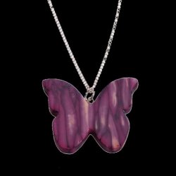 Butterfly Shape Scotland Heather Small Sterling Silver Pendant 