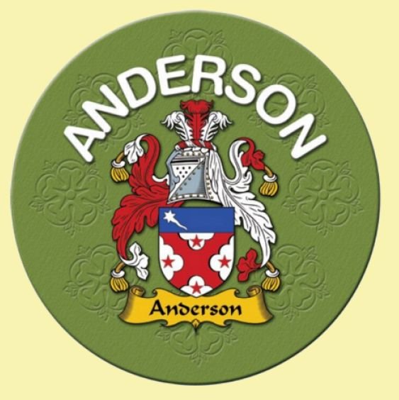 Image 0 of Anderson Coat of Arms Cork Round English Family Name Coasters Set of 4