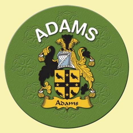 Image 0 of Adams Coat of Arms Cork Round English Family Name Coasters Set of 2