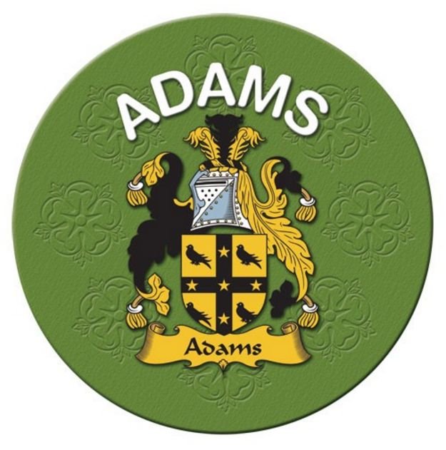 Image 1 of Adams Coat of Arms Cork Round English Family Name Coasters Set of 2