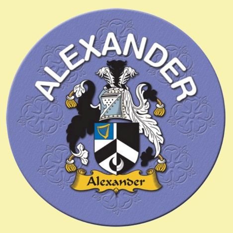 Image 0 of Alexander Coat of Arms Cork Round English Family Name Coasters Set of 2
