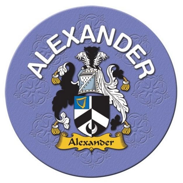 Image 1 of Alexander Coat of Arms Cork Round English Family Name Coasters Set of 4