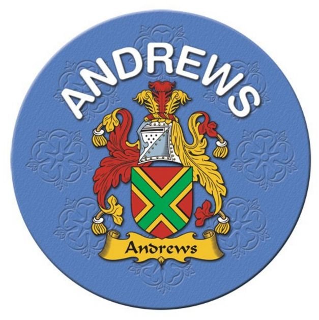 Image 1 of Andrews Coat of Arms Cork Round English Family Name Coasters Set of 2
