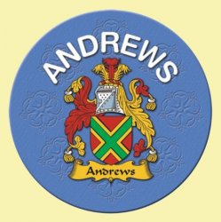 Andrews Coat of Arms Cork Round English Family Name Coasters Set of 2