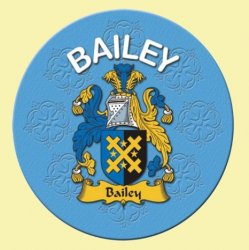 Bailey Coat of Arms Cork Round English Family Name Coasters Set of 2