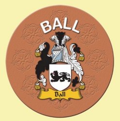 Ball Coat of Arms Cork Round English Family Name Coasters Set of 2